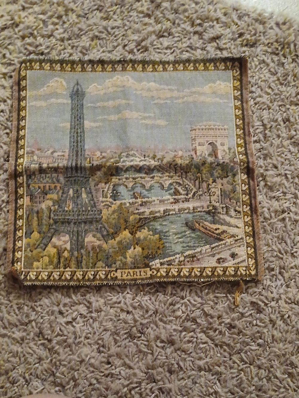 Paris Scenic Wall Tapestry in Blue and Gold